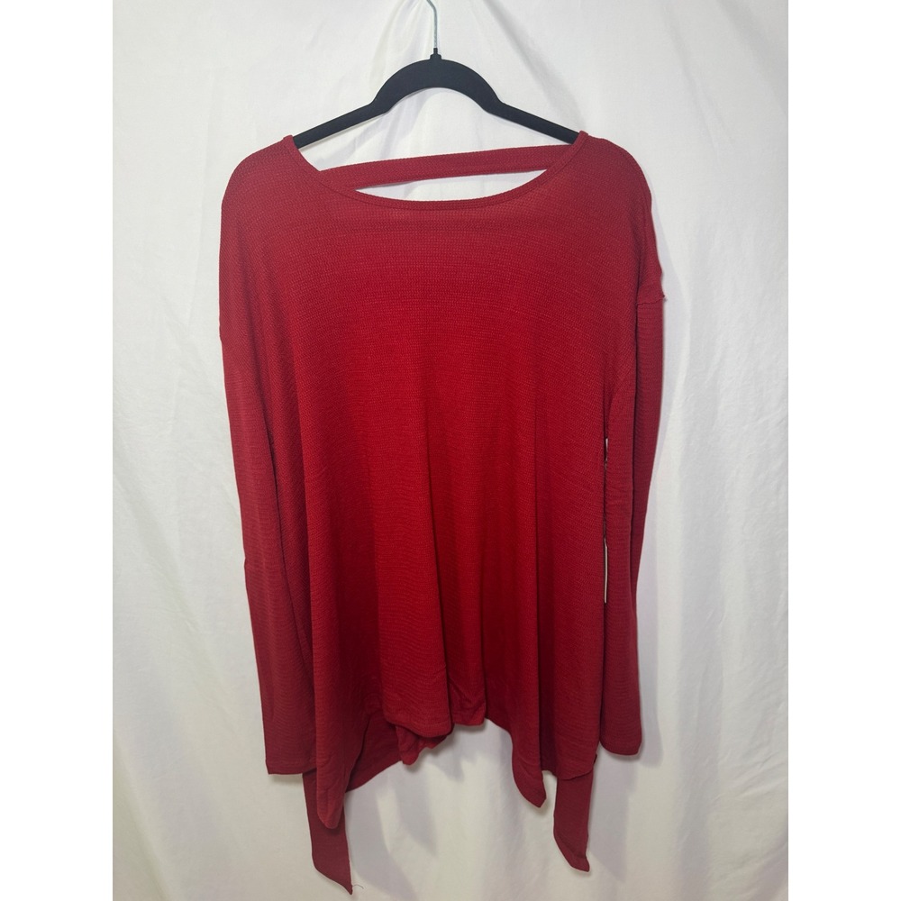 Red Waffle Knit Sharkbite Top L Strappy Open Back Going Out Tulip B NWT